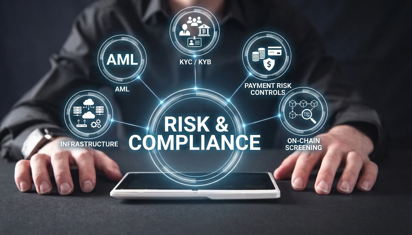 Wanel risk and compliance framework covering AML, KYC and KYB, payment controls, on-chain screening and infrastructure security