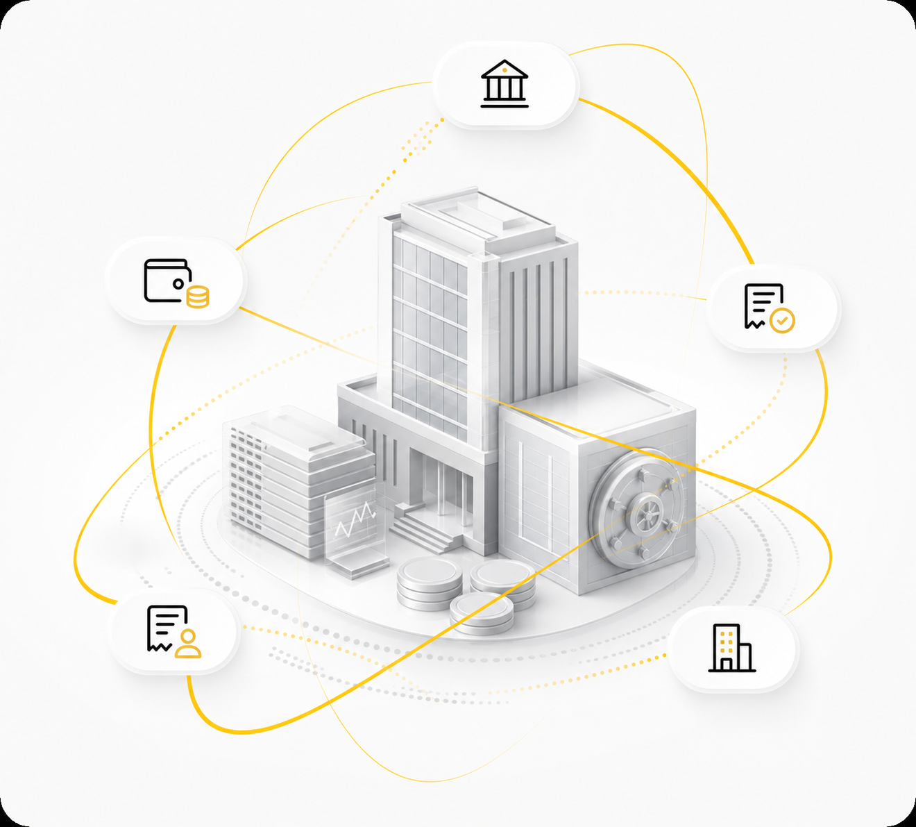 Enterprise funds moving between banks, wallets, settlement and business accounts